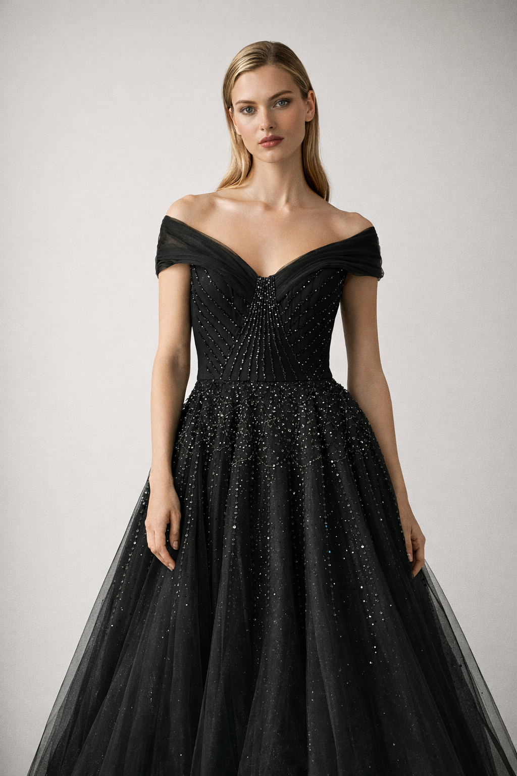 Black Off shoulder Gown