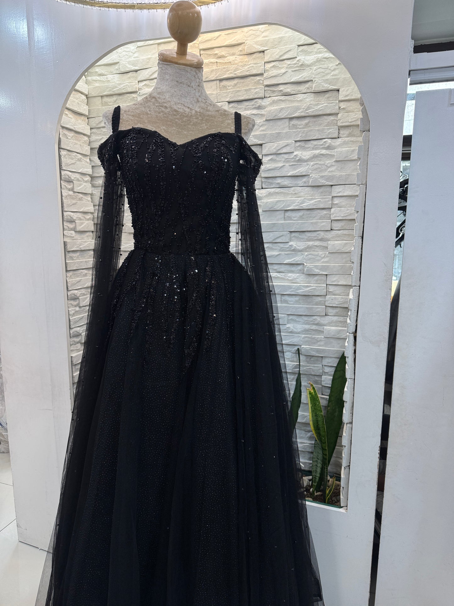 Black Off shoulder Gown