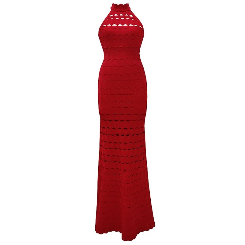 Red bandage Halter Gown