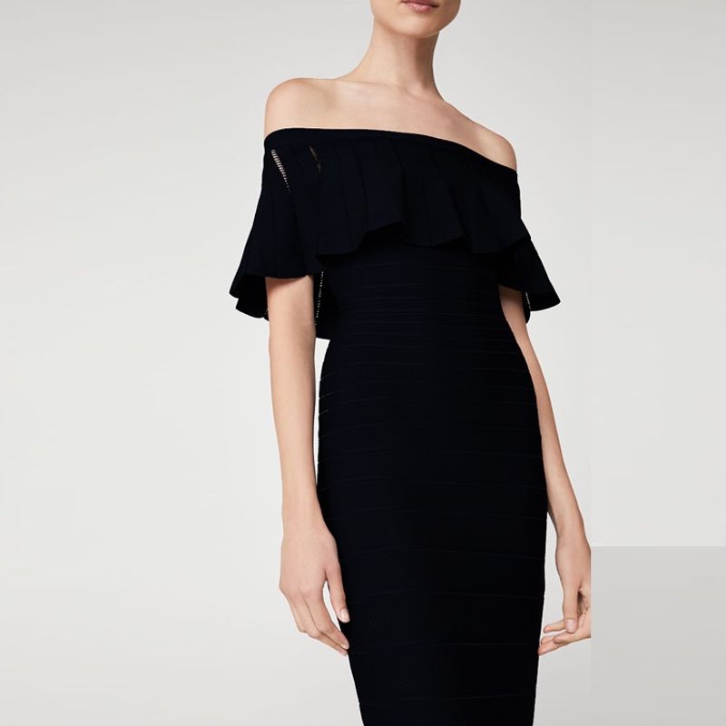 Black Bandage Off Shoulders Gown