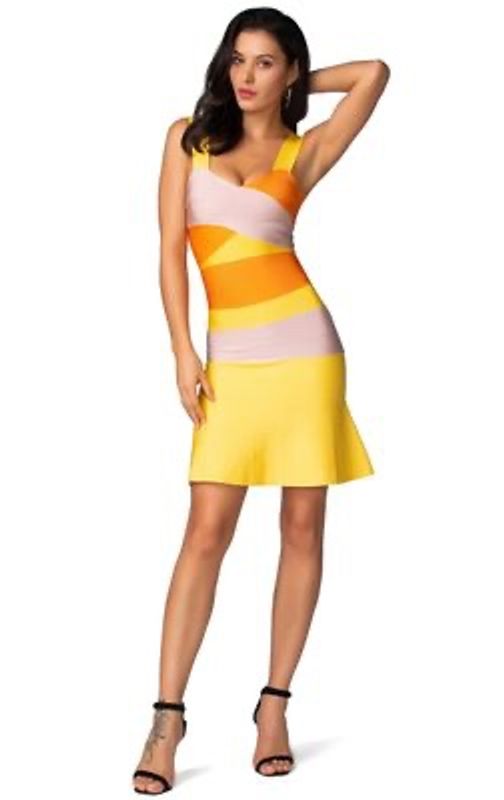Yellow Bandage Dress 1-1118-118