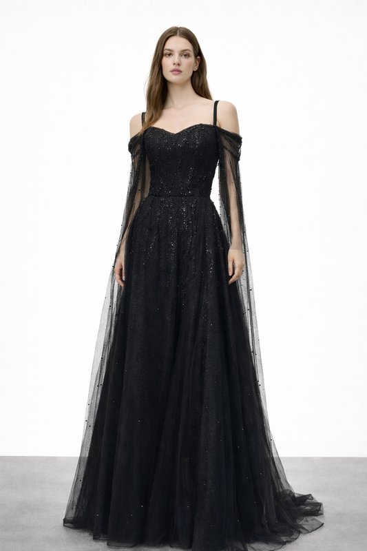 Black Off shoulder Gown