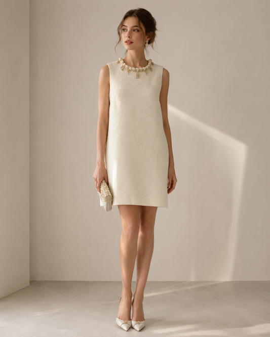 Tweed Cream Dress