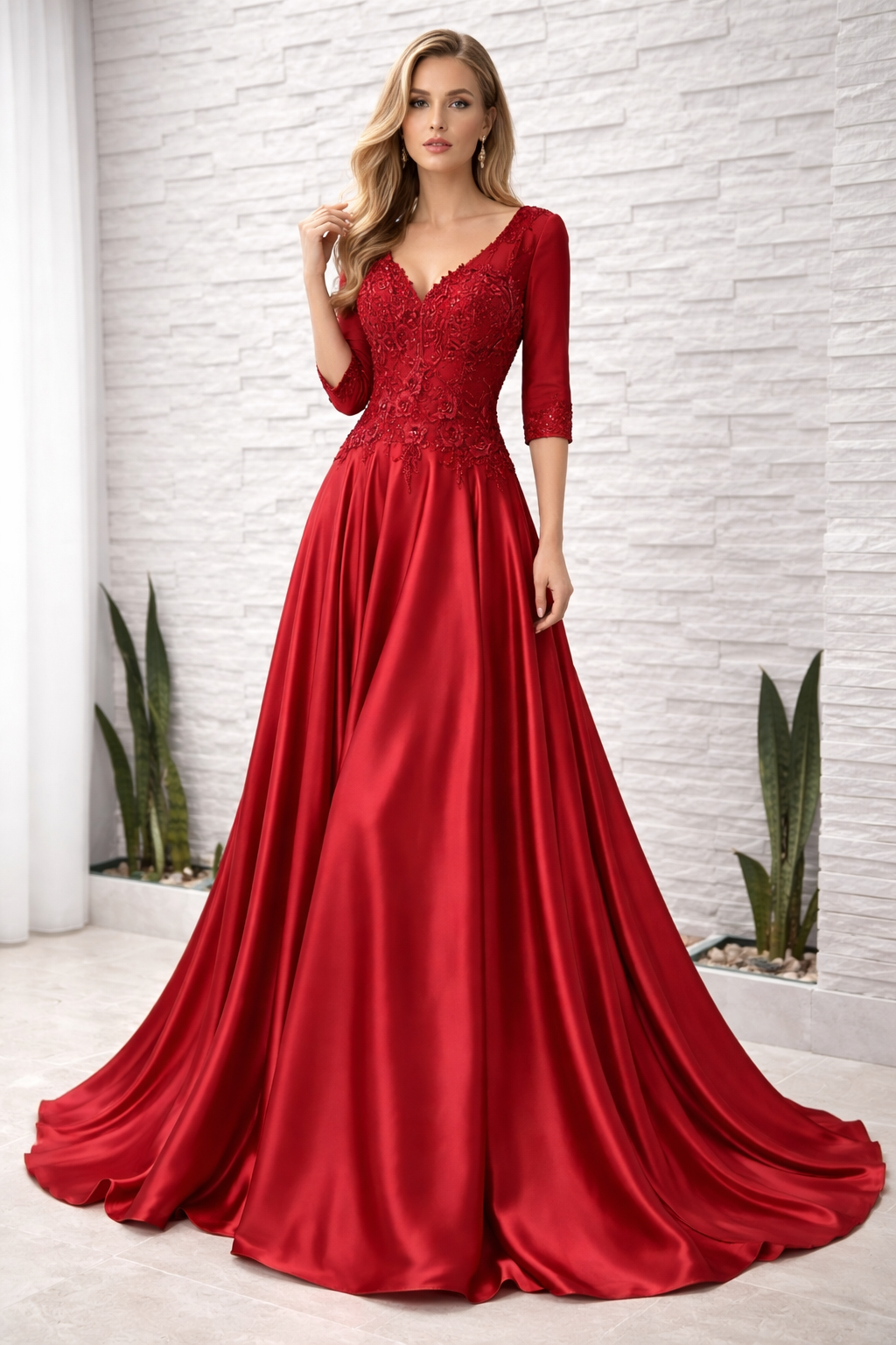 Red Flowy gown