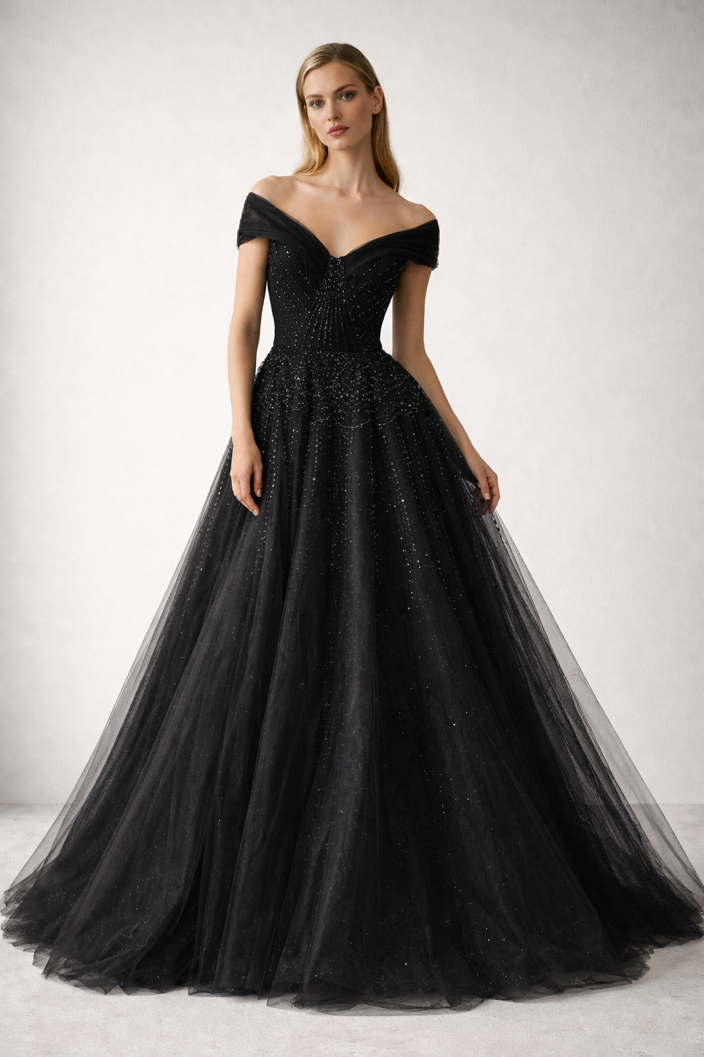 Black Off shoulder Gown
