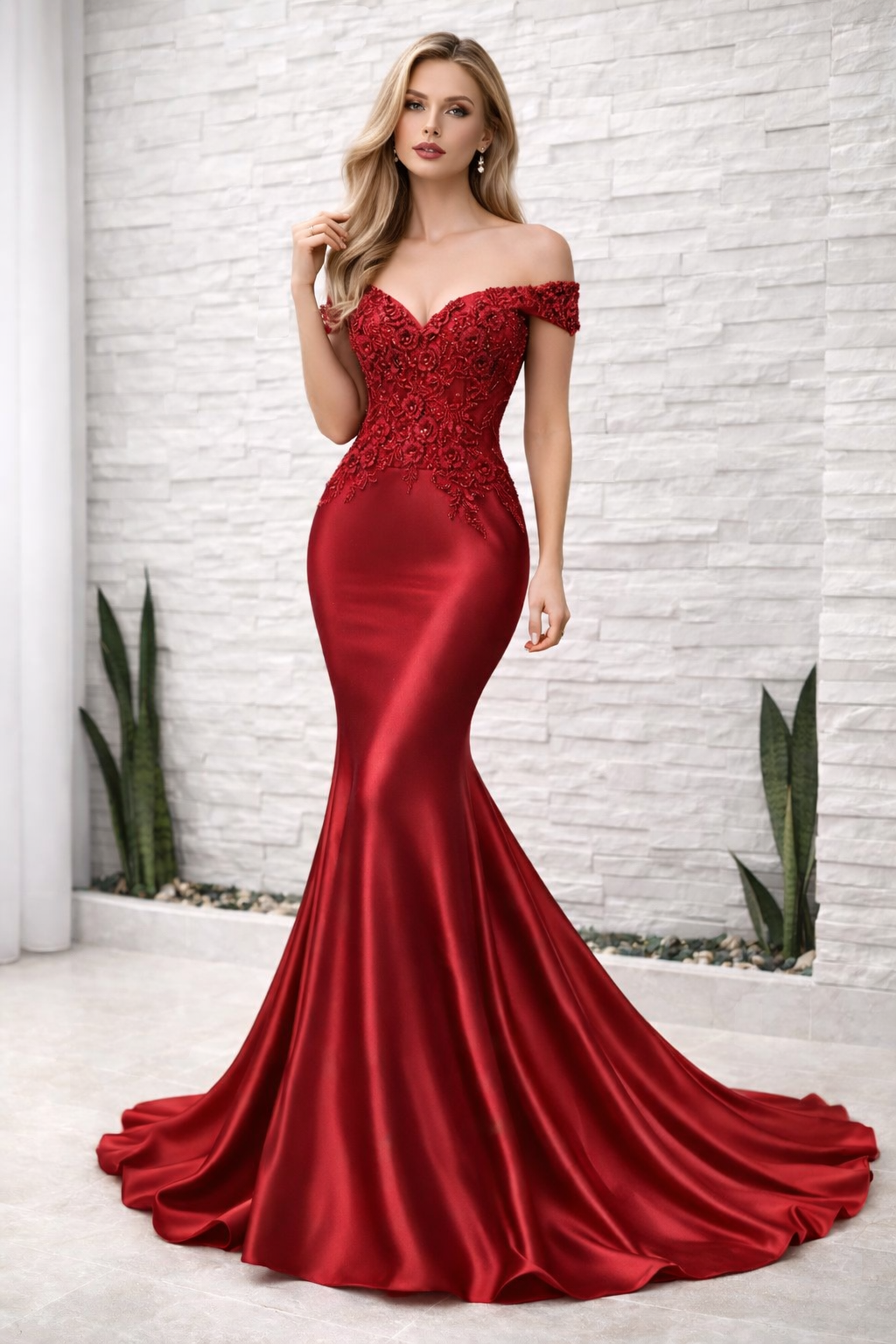 Red Flowy gown