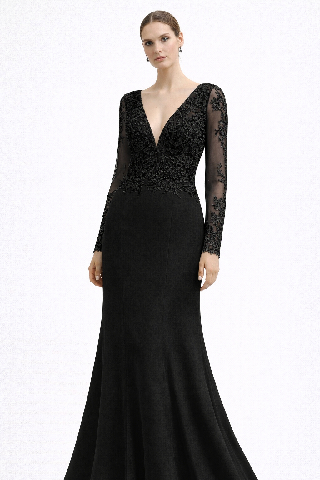 Lace Longsleeves Gown Pink Black White Cream