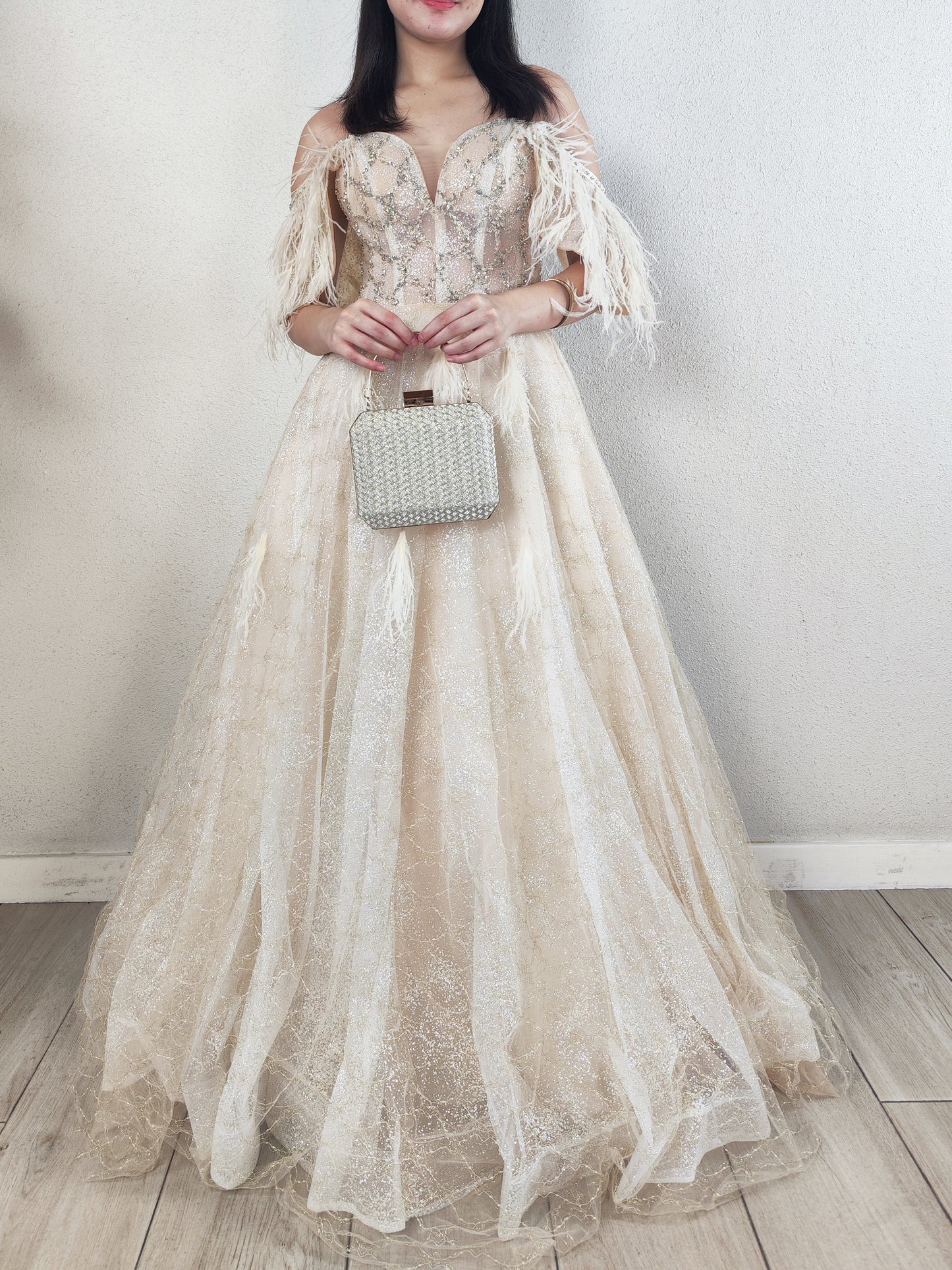 Cream Feather Gown