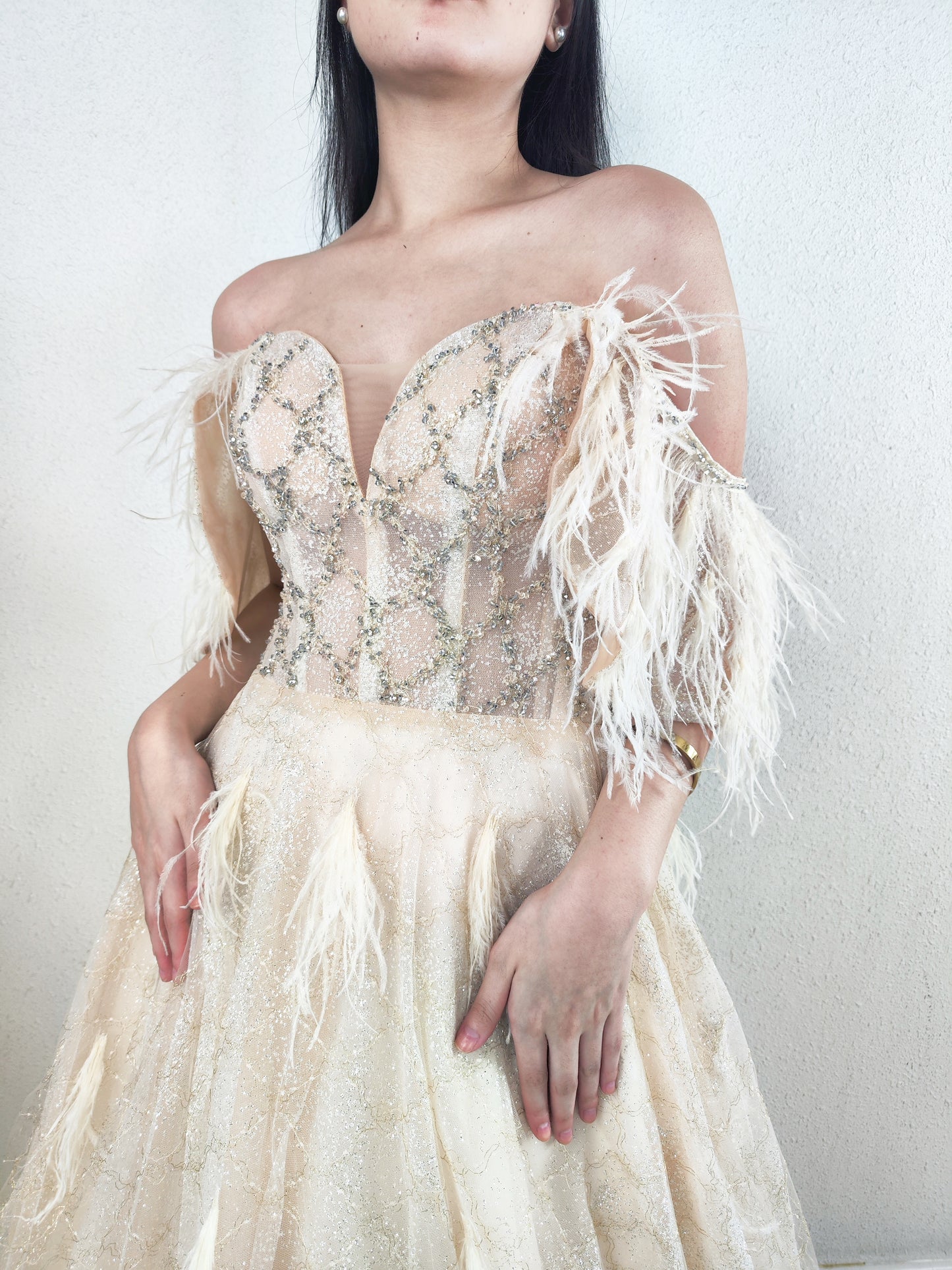 Cream Feather Gown