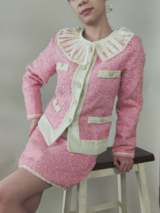 Boss Lady Pink Tweed set