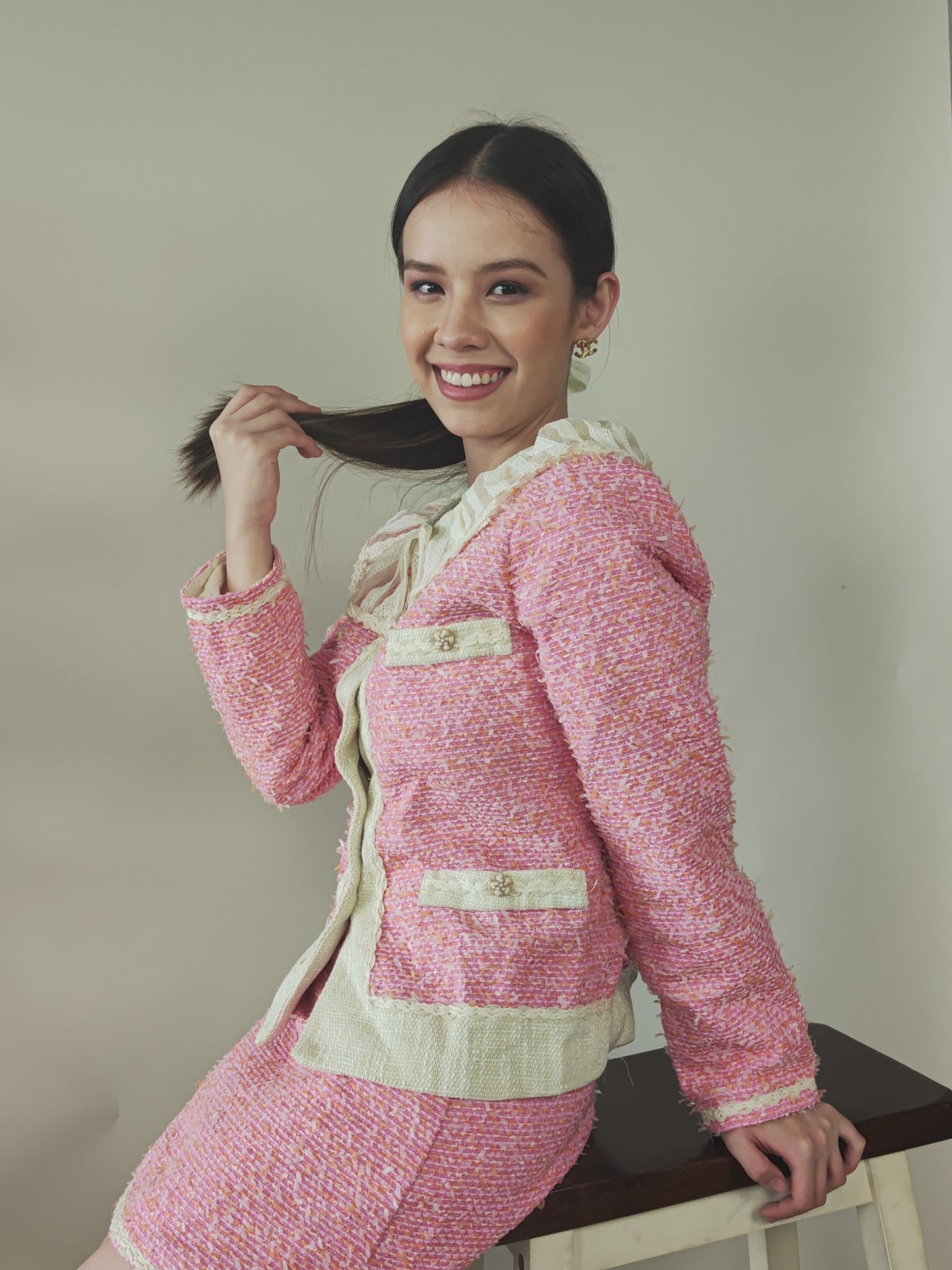 Boss Lady Pink Tweed set