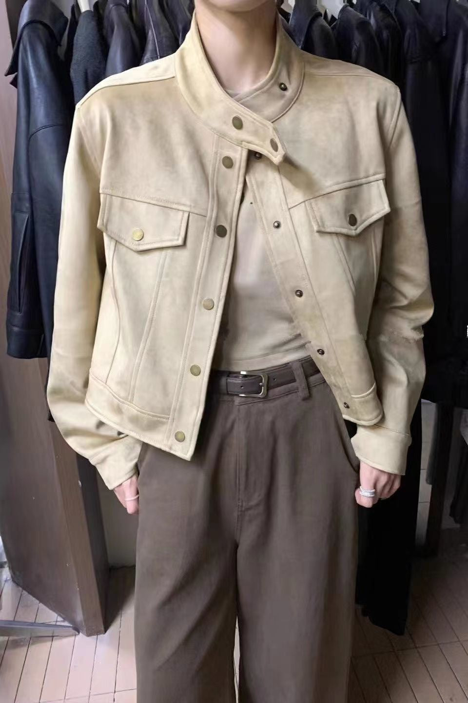 Faux Suede  Jacket  1-1124-1