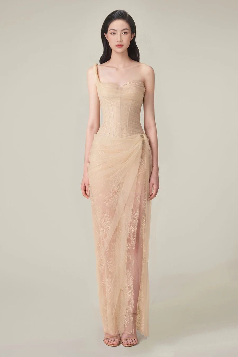 Apricot Tube Long Dress
