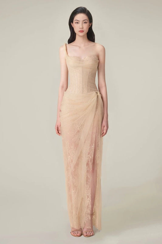 Apricot Tube Long Dress