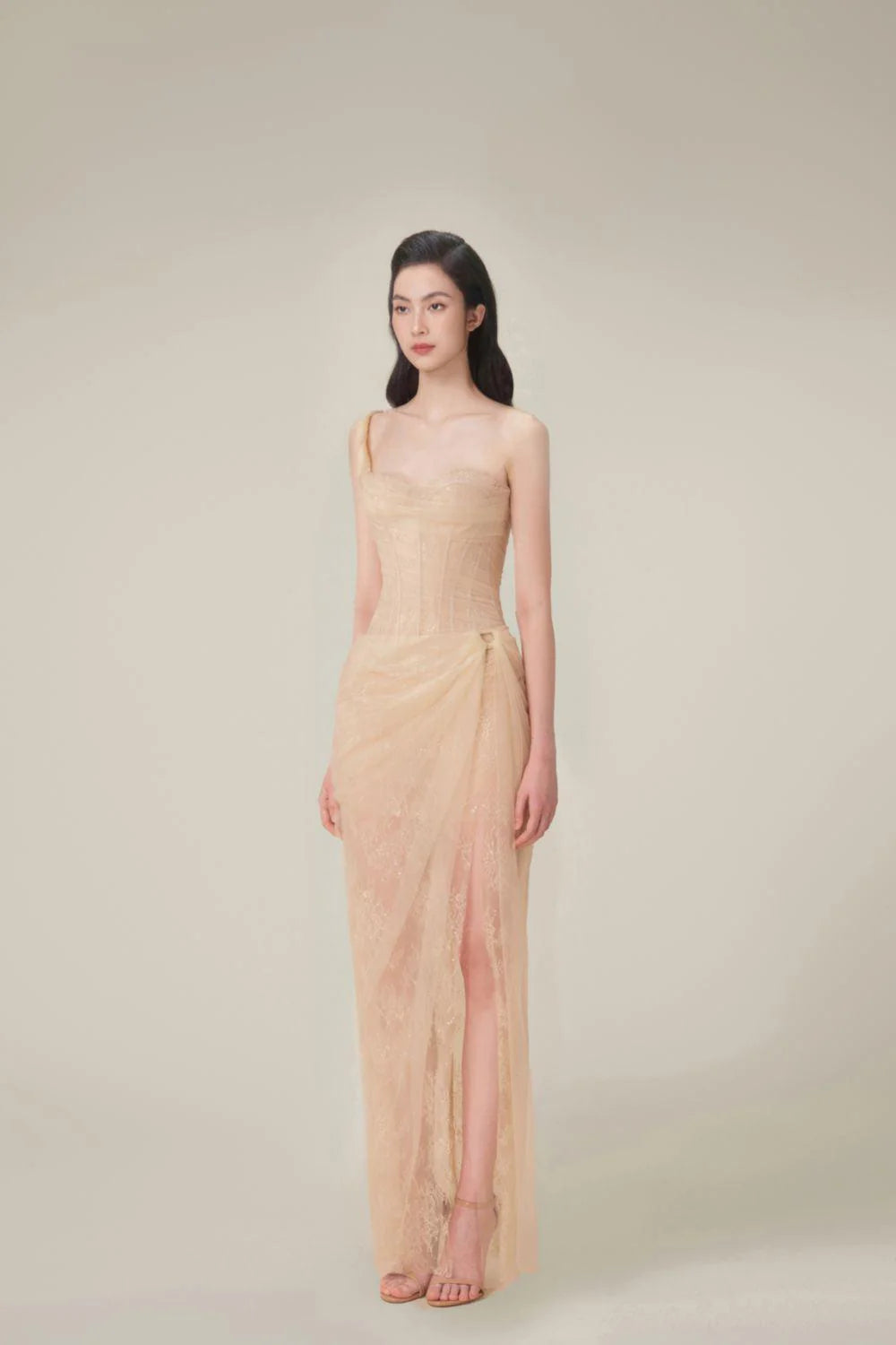 Apricot Tube Long Dress