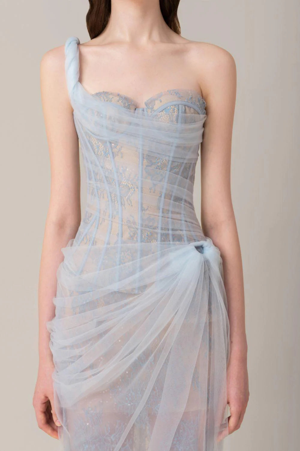 Light Blue Tube Long Dress