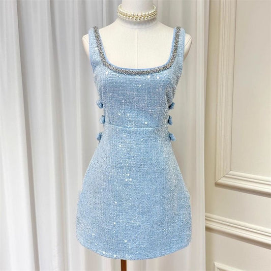 Peek a boo blue tweed